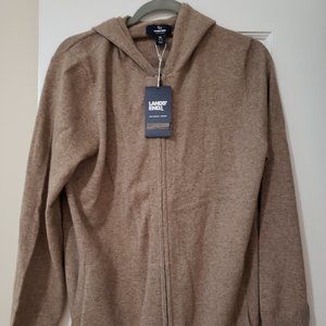 New with tags Lands End 100% cashmere womens front zip hoodie sweater size M